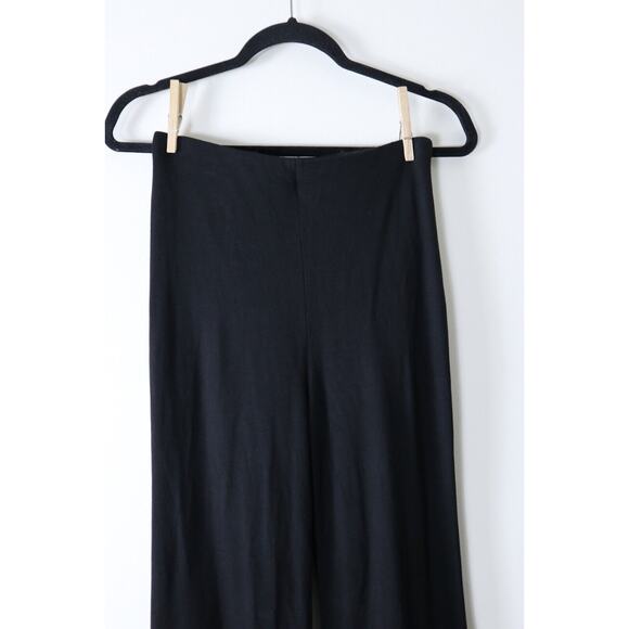 Rosetta Getty Size S Jersey Wide Flare Leg Pants Pull On Black Stretch - Picture 3 of 11